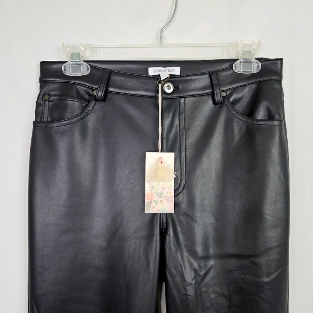 NWT JOHNNY WAS The Cropped Baby Boot Vegan Leather Pants size 27 BLACK Marisol - Picture 6 of 14